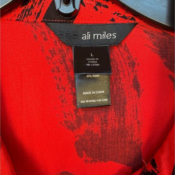 Ali Miles Red and Black Artsy Abstract Print Button Down Lagenlook Shirt size L - Picture 3 of 12